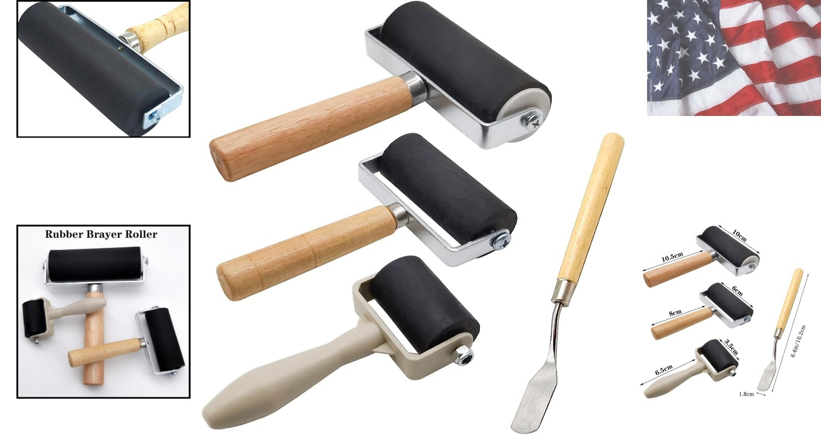 4 Pack Rubber Roller - Brayer Rollers with 3 Size for Crafting Brayer Rollers...