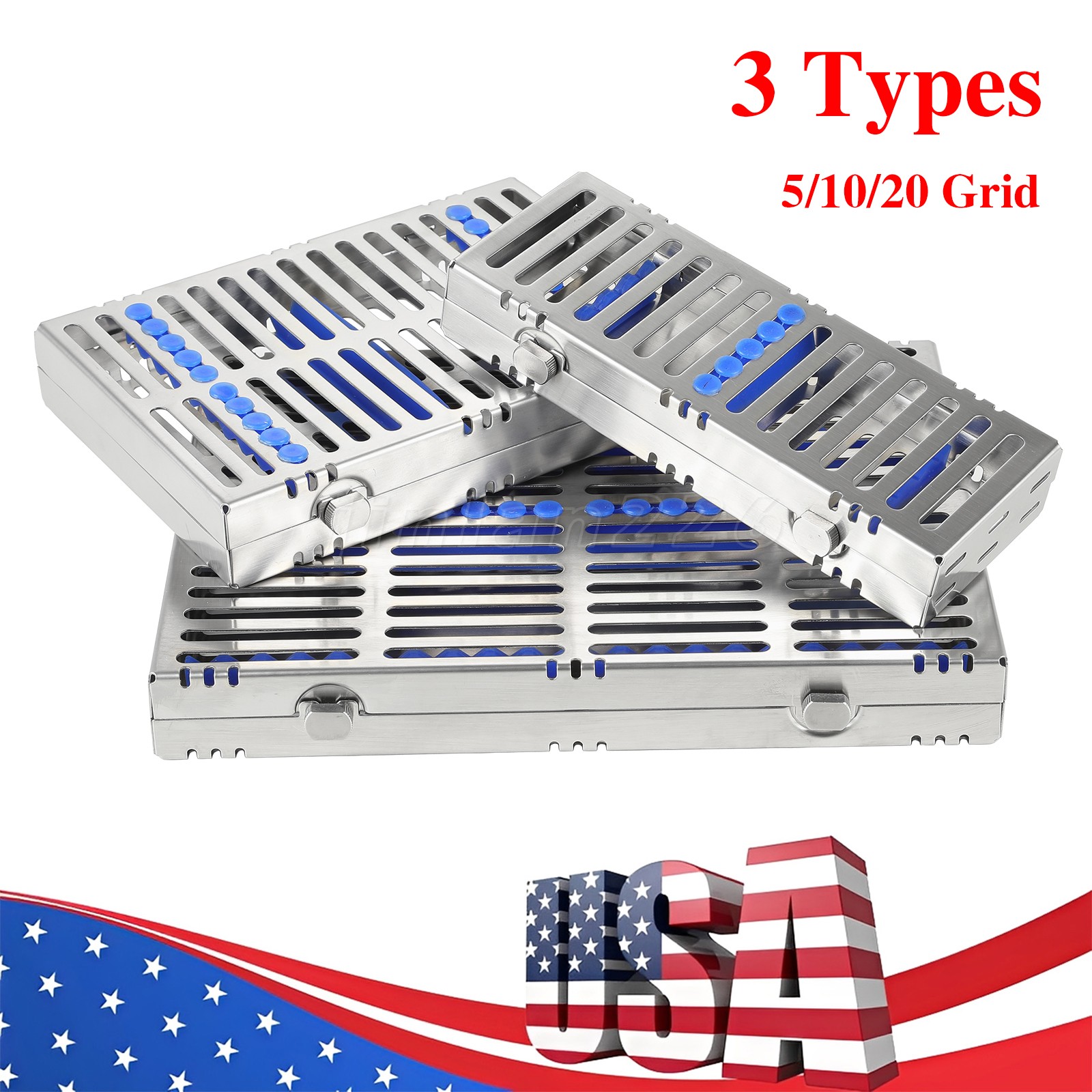 Stainless Sterilization Cassette Rack Box For 20 10 5 Surgical Dental Instrument