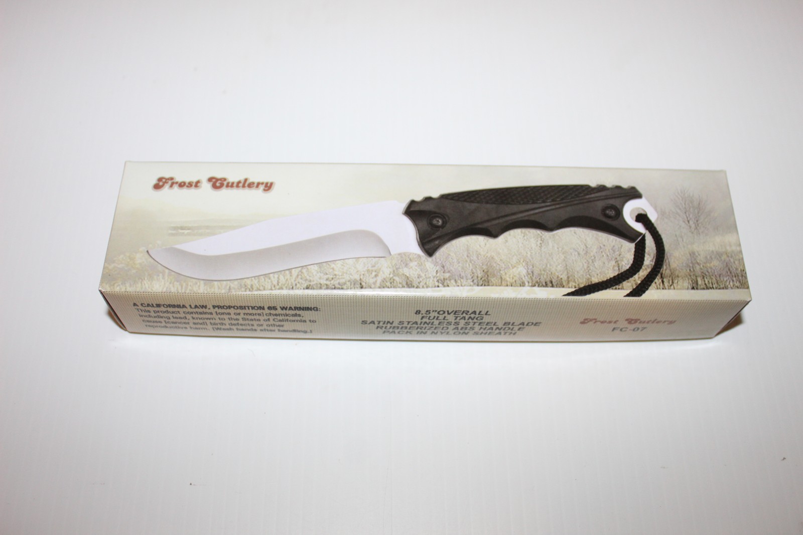 Frost Cutlery FC-07 Fixed Blade Knife Satin Stainless Steel Rubberized Handle
