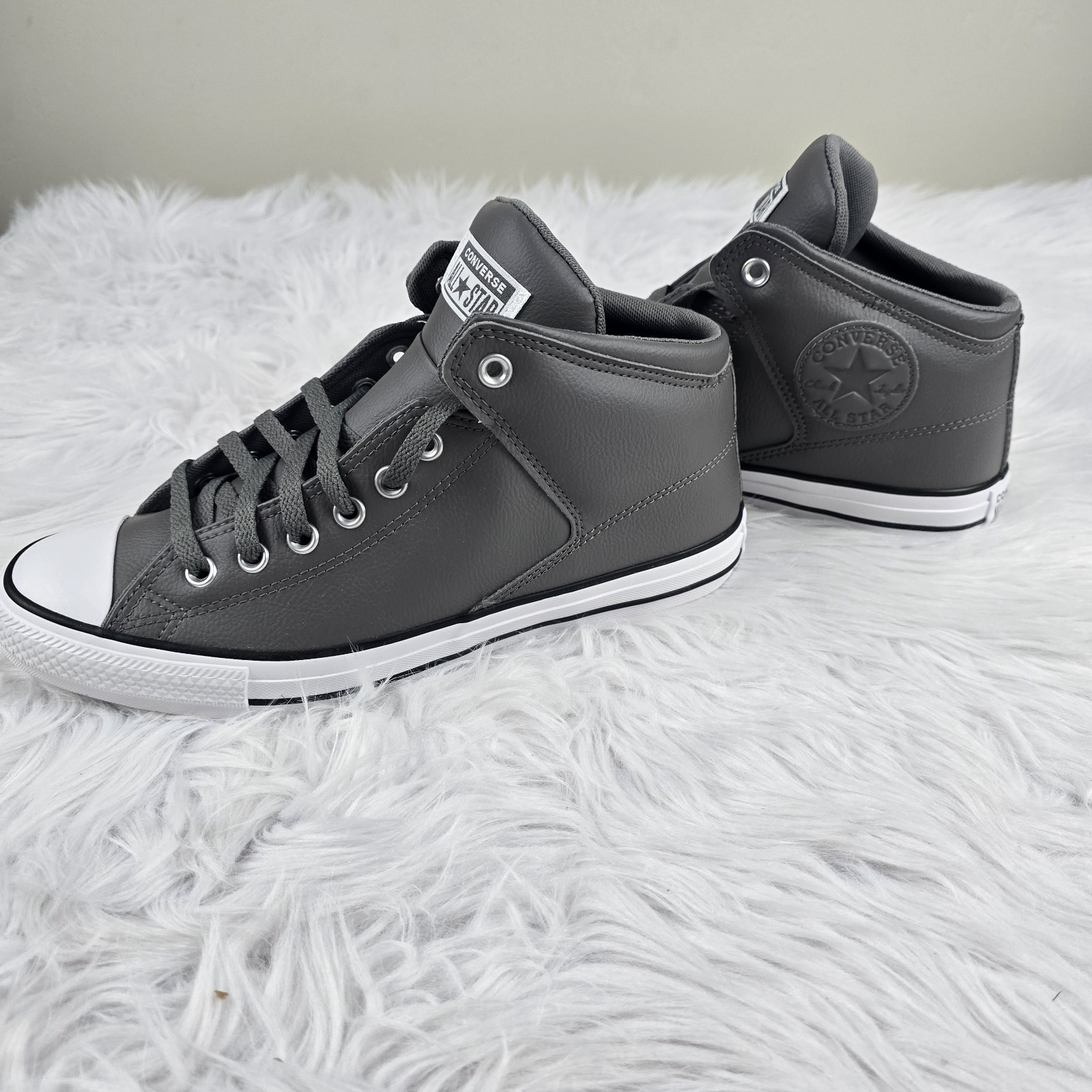 Converse CTAS High Street Mid Shoes A09524C Shark Gray Faux Leather Mens Size 9