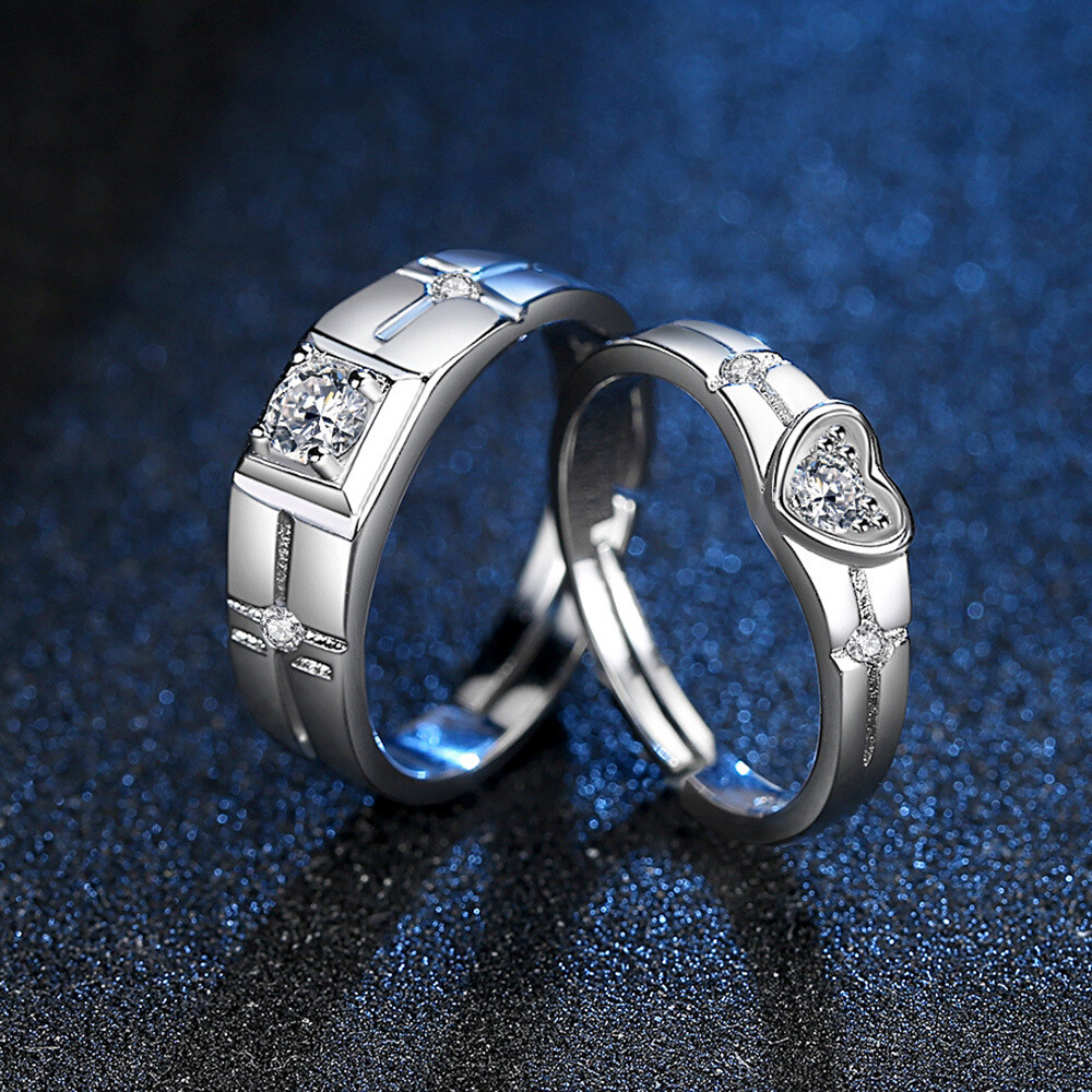 Endless Love Matching Couple Rings for Him and Her Set, Adjustable S925