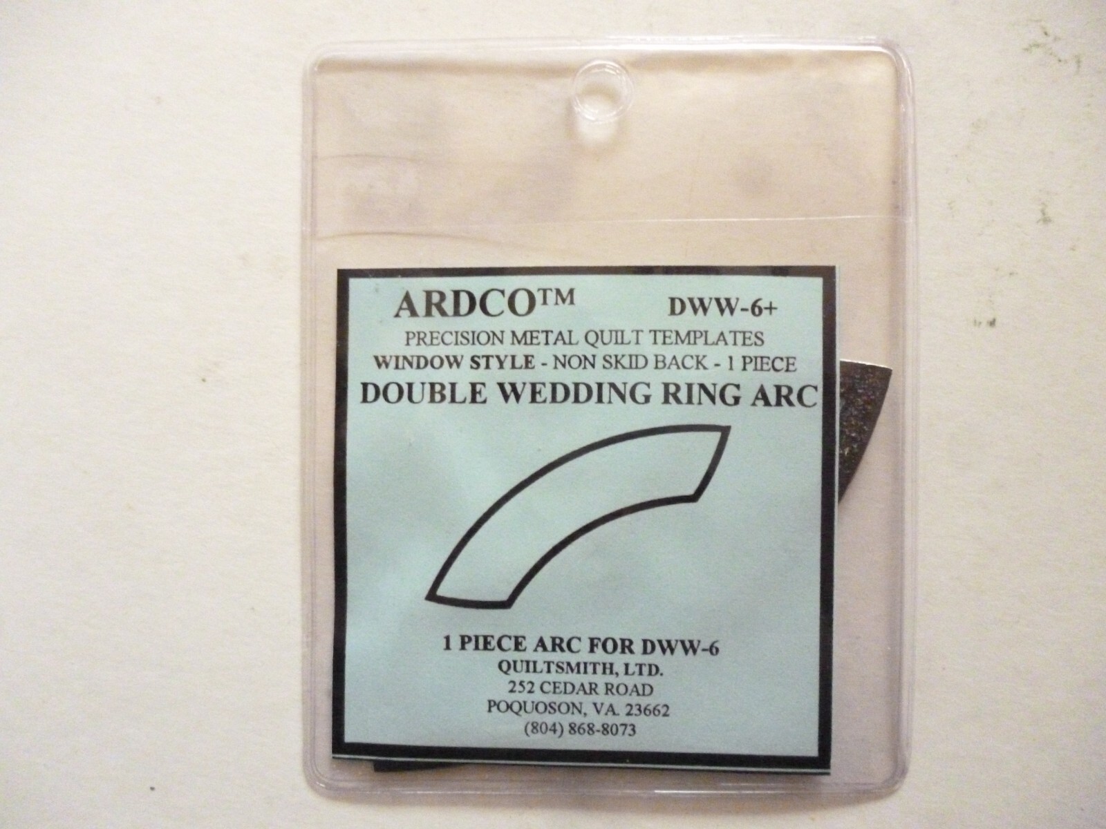 ARDCO PRECISION METAL NON-SKID QUILT TEMPLATES DOUBLE WEDDING RING ARC DWW-6+