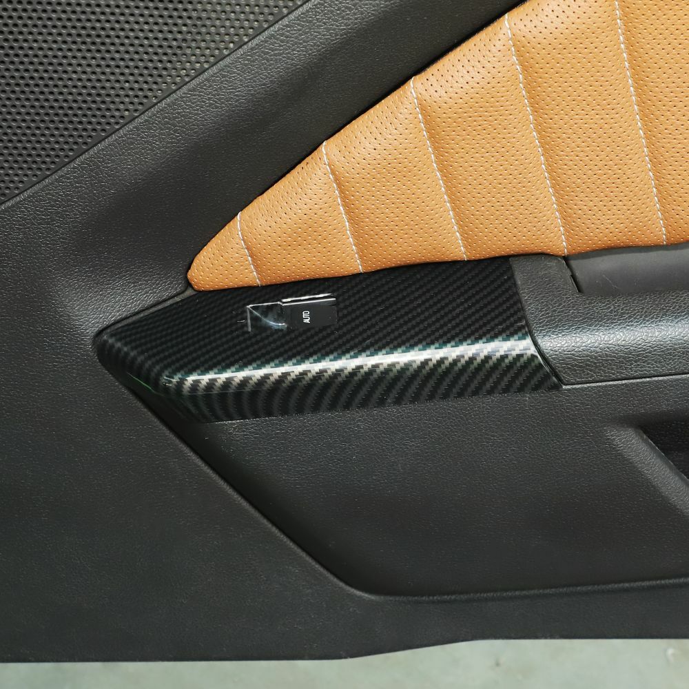 3X Carbon Fiber Window Lift Switch Button Panel Trim For 2010-2014 Ford Mustang