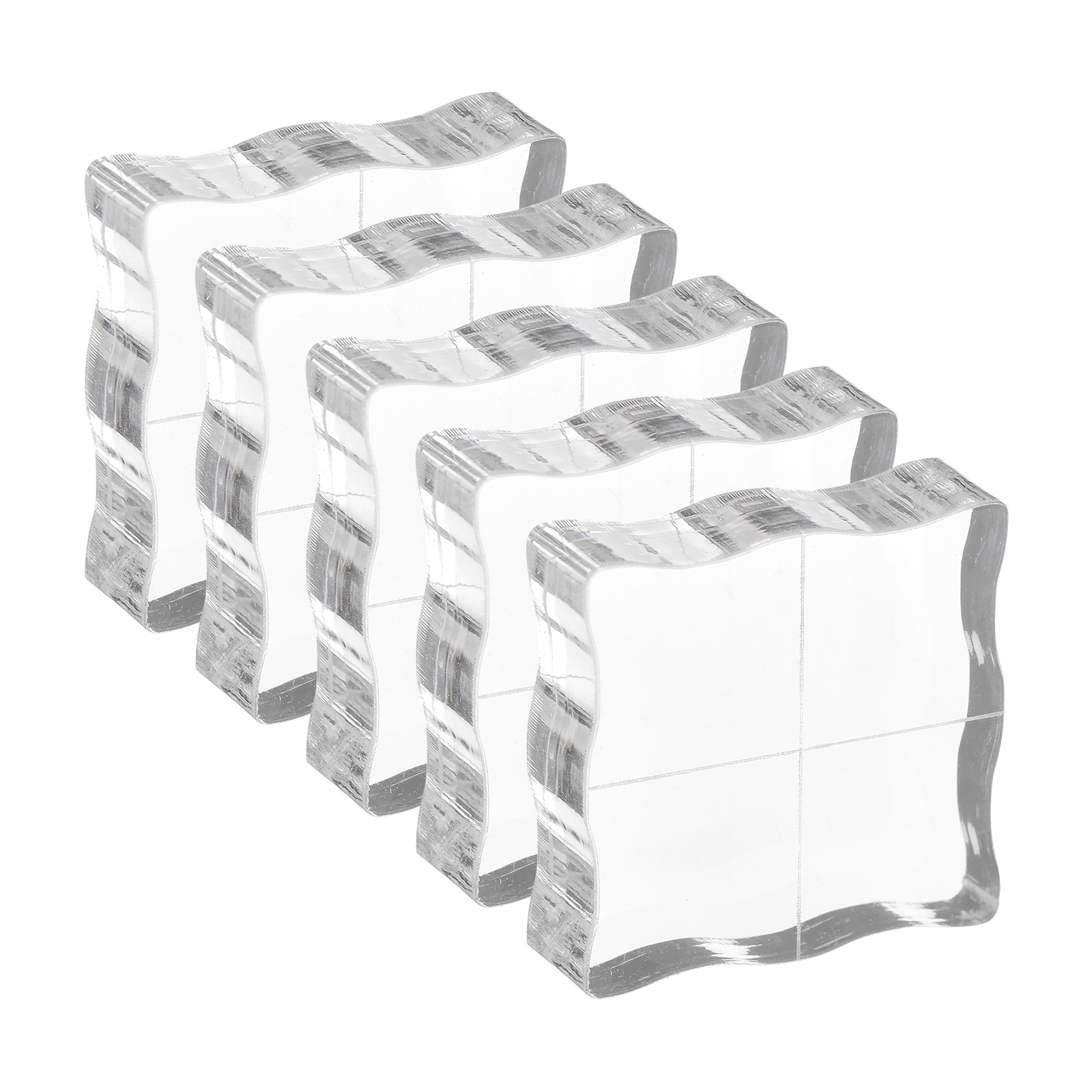 Acrylic Stamp Blocks, 5 Pack Square Shape with Grid Lines, 1" x 1"