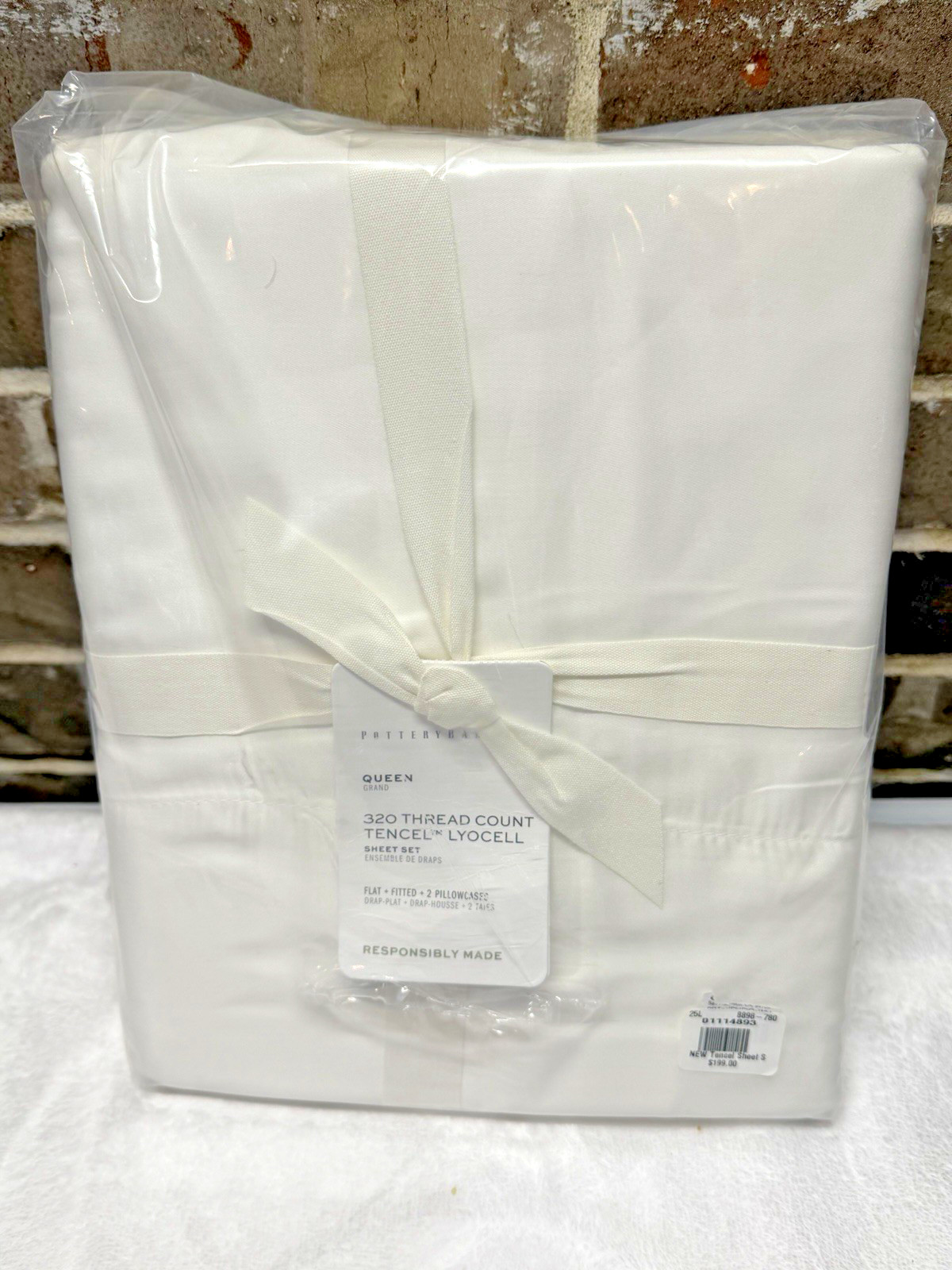 POTTERY BARN 320 THREAD COUNT QUEEN SIZE TENCEL LYOCELL SHEET SET WHITE 4 Pc NEW