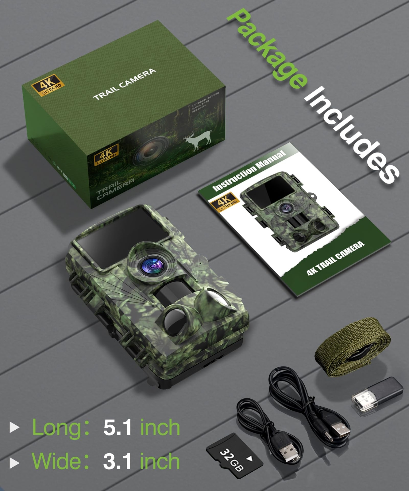 Trail Camera - 4K 48MP Game Camera with Night Vision, 0.05s Trigger Motion