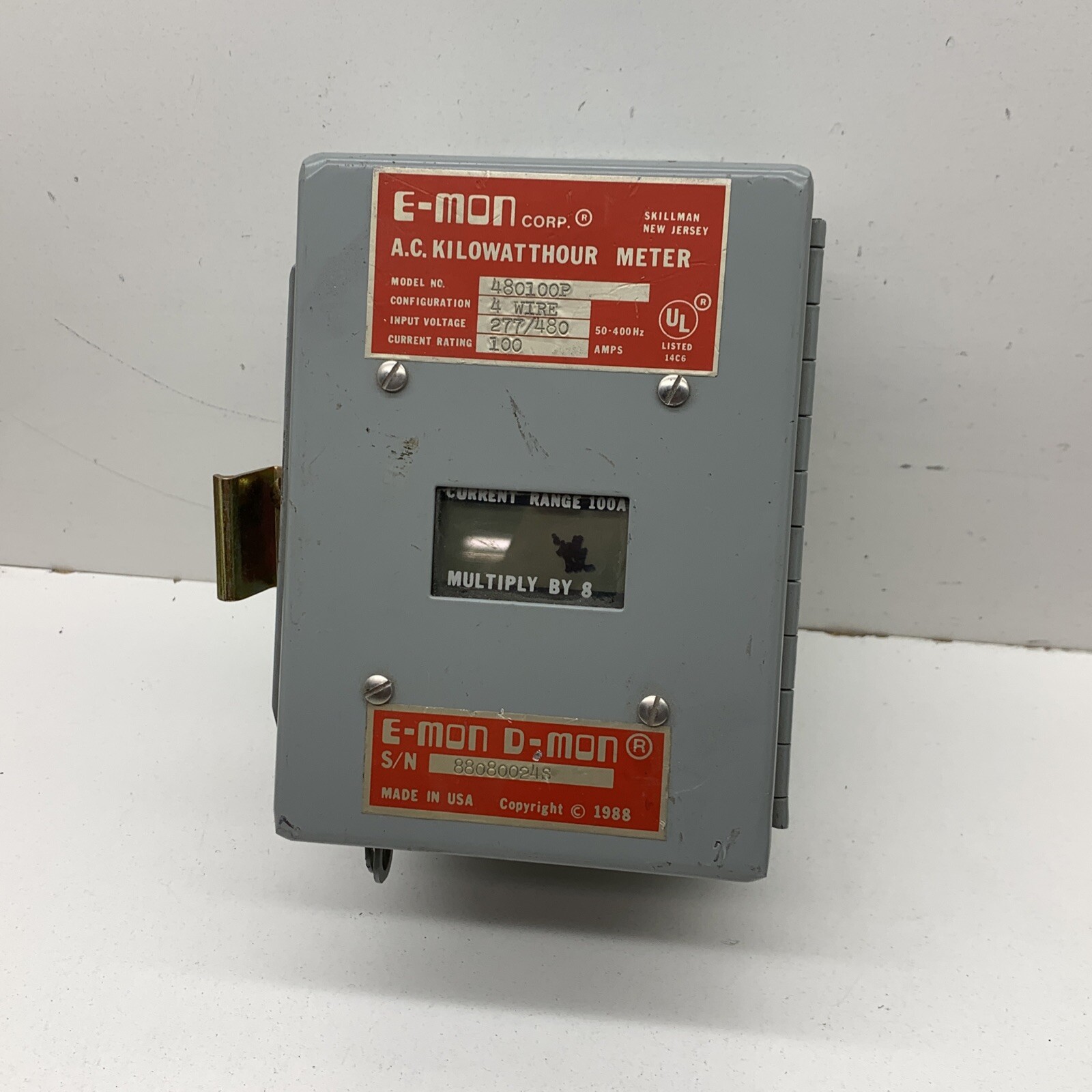 E-Mon D-Mon 480100P AC Kilowatthour Meter 100A 277/480V 4-Wire *No Sensors*
