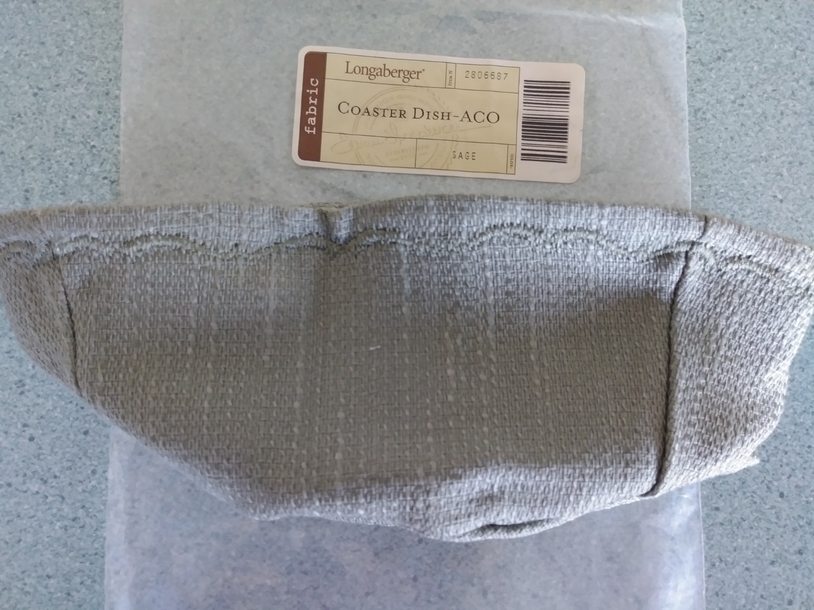 Longaberger Fabric Liner Sage green for your Coaster Dish ACO basket NEW