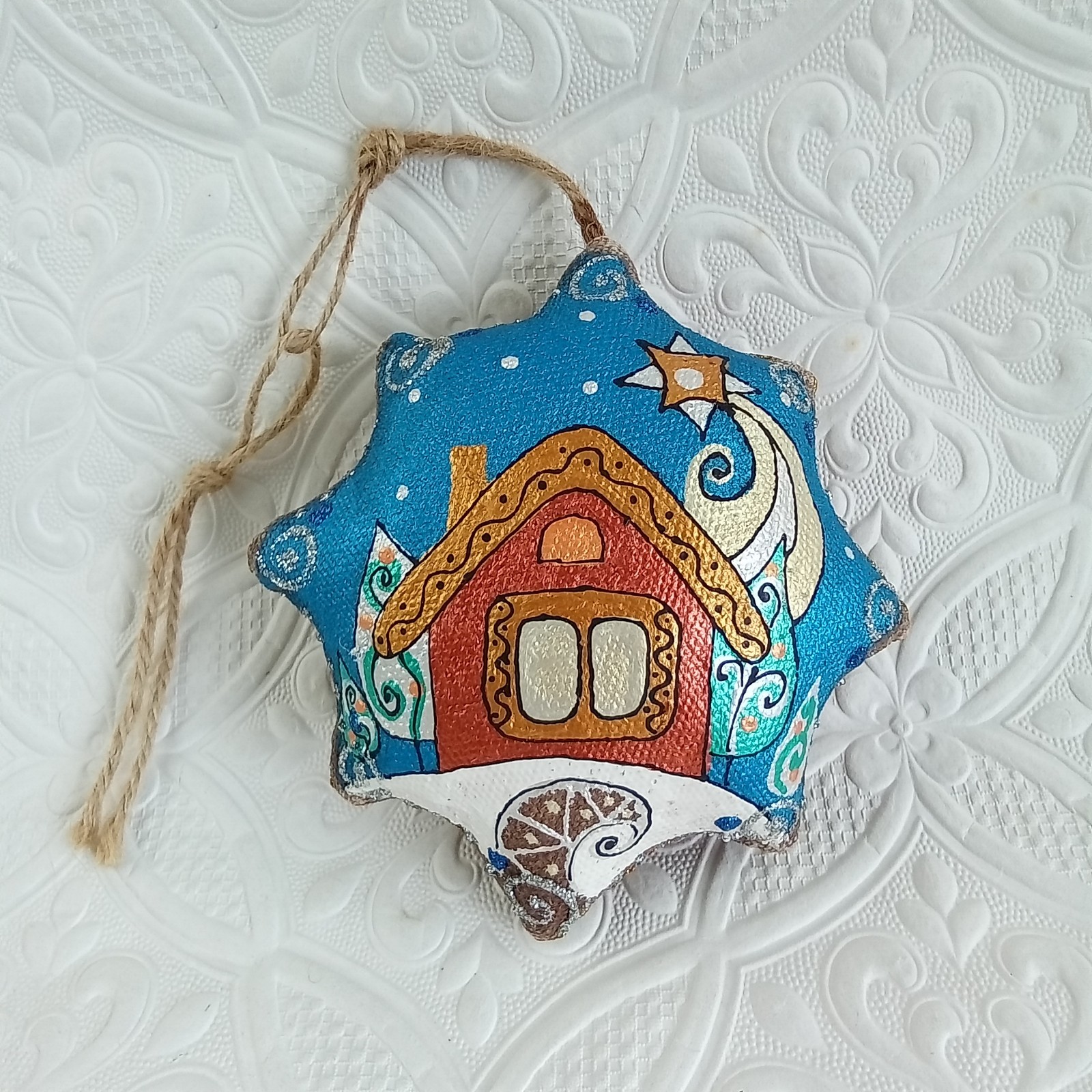 5" Christmas Star Ornament Roman's Holiday HP Fabric Ternopil Craftsmen Ukraine