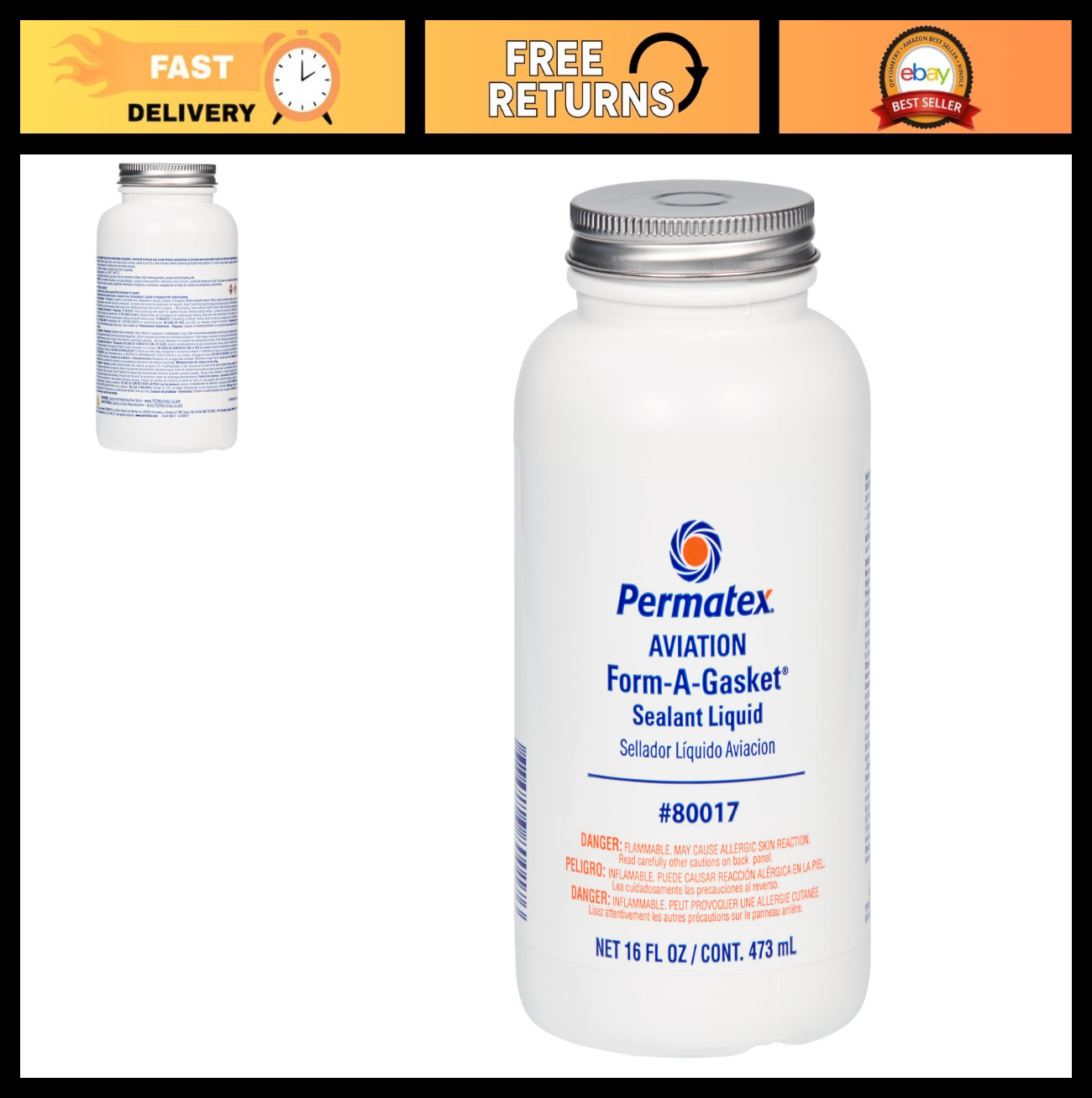Aviation Form-A-Gasket No. 3 Sealant, 16 oz. - High-Performance Gasket Maker, Br
