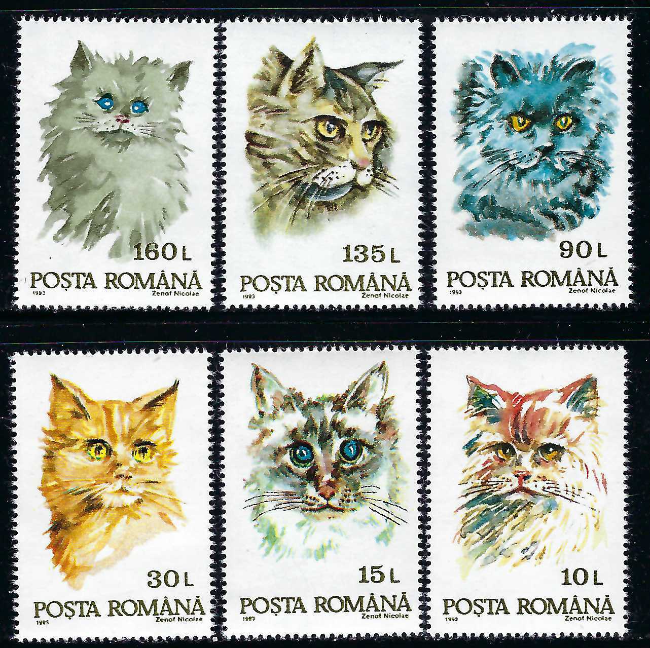 Romania - 1993 6v. MNH  Cats Pets Animals