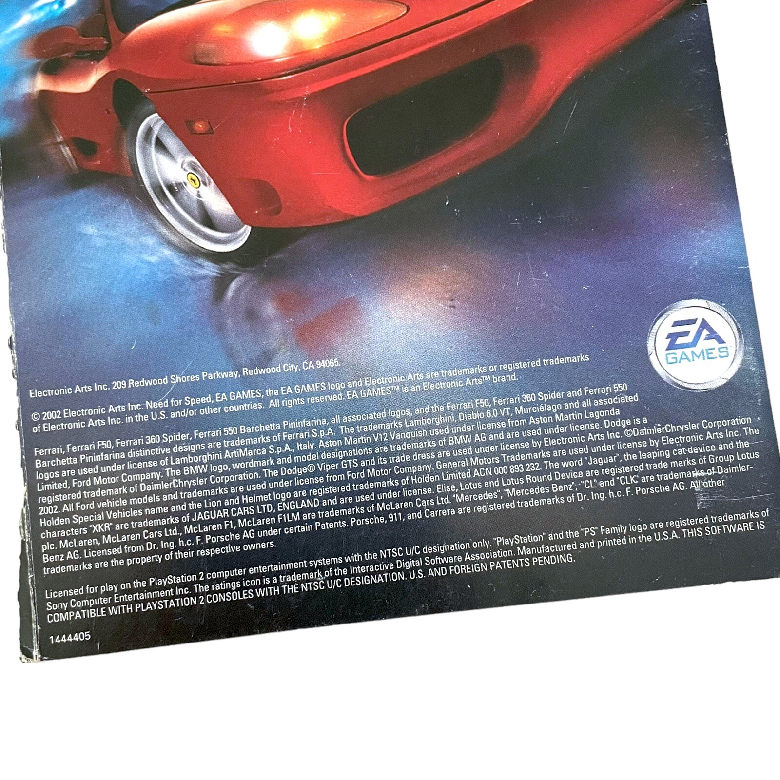 Need for Speed Hot Pursuit 2 PS2 Instruction Booklet Manual 2002