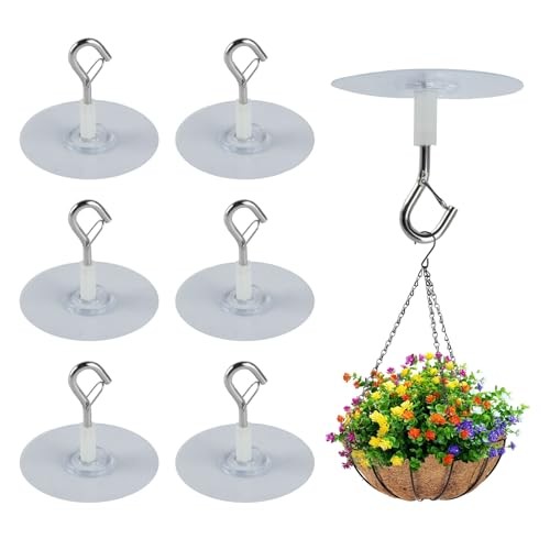 6 Pcs Self Adhesive Ceiling Hooks Heavy Duty, No Drill Ceiling Hooks for