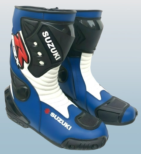 Suzuki GSXR Racing Boots – Premium Leather Ecstar Motorbike Shoes