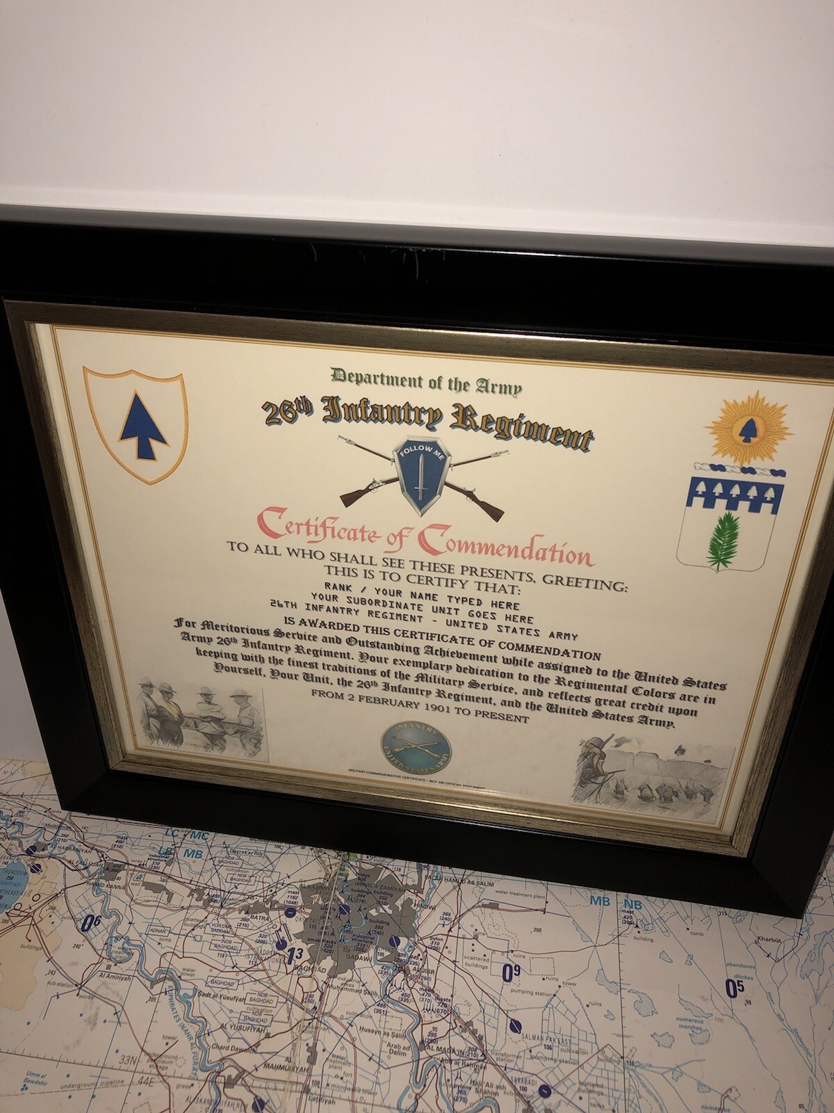 26TH INFANTRY REGIMENT / COMMEMORATIVE - CERTIFICATE OF COMMENDATION