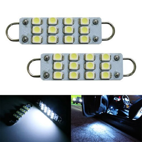 2 PCS 44mm 12-SMD Rigid Loop White Festoon 1.73" LED Light Bulbs 561 562 567
