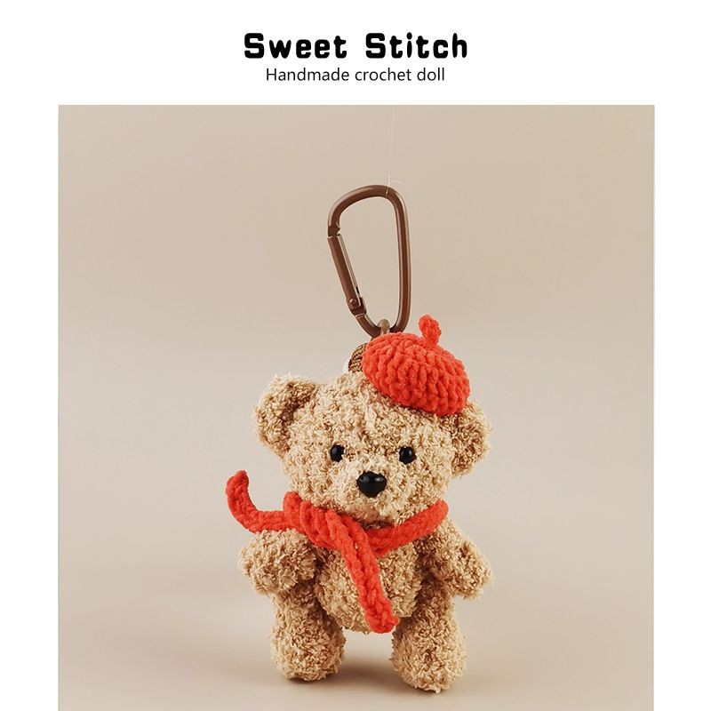 Unique Handmade "Red Scarf Bear" Crochet Charm | Cute Heartfelt Gift for Her
