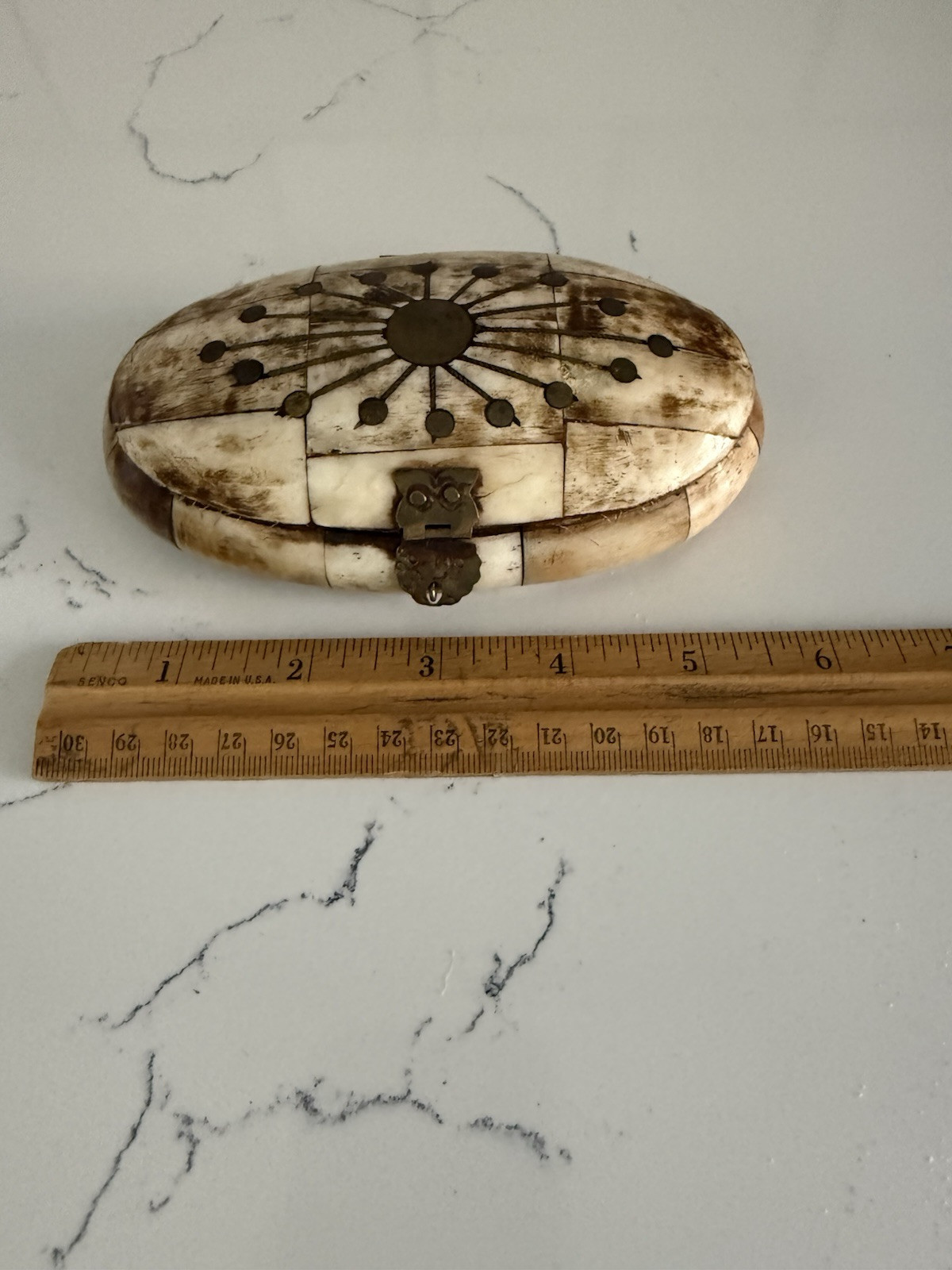 Camel Bone & Brass Trinket Box Decor Home Accent