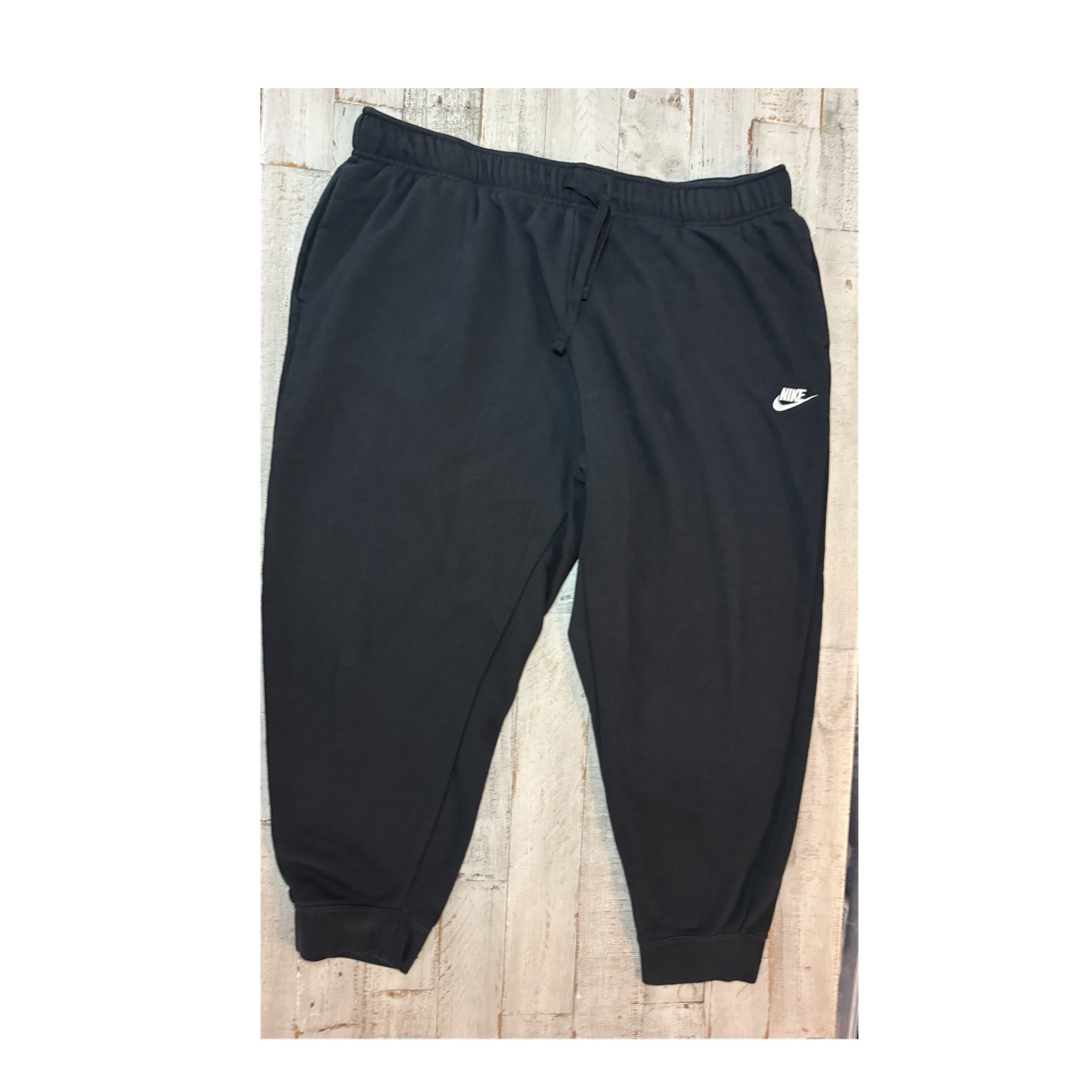 Nike Women’s Black Fleece Sweatpants 1X Drawstring Tapered Leg Pockets Item A25