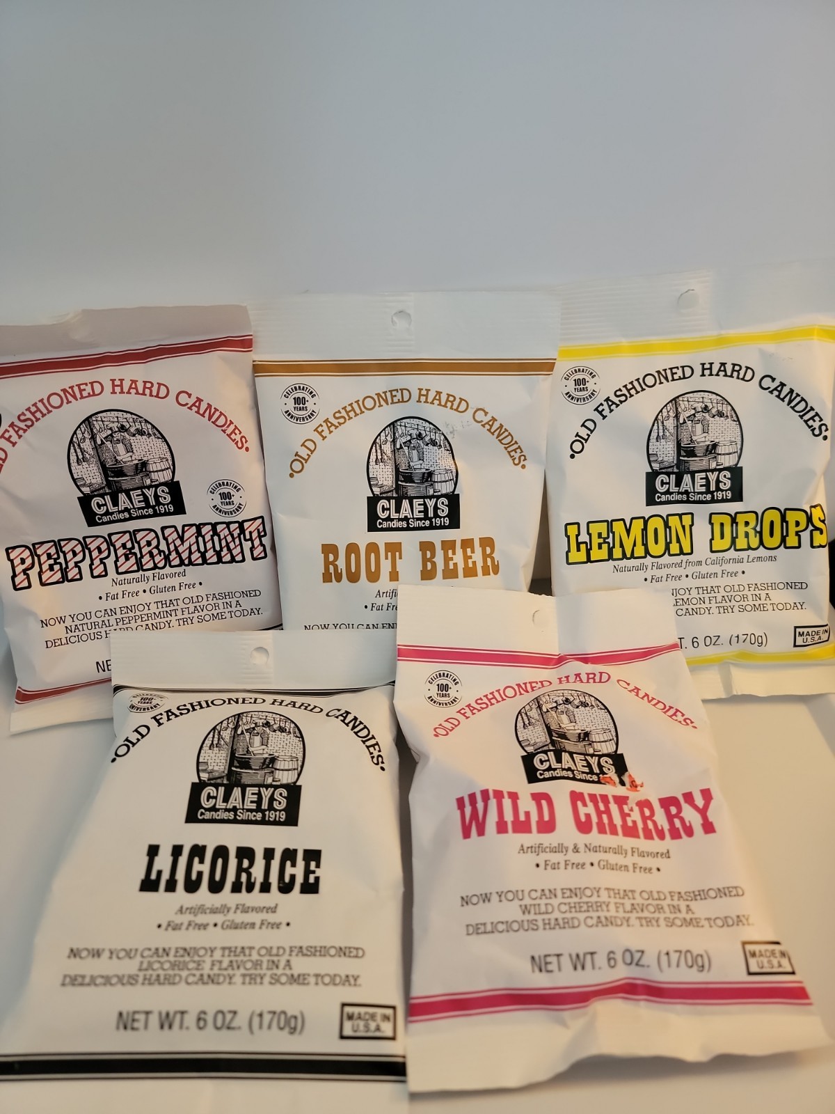 Claeys Old Fashioned Hard Candies 5 Packs 6 oz Each Different Flavors