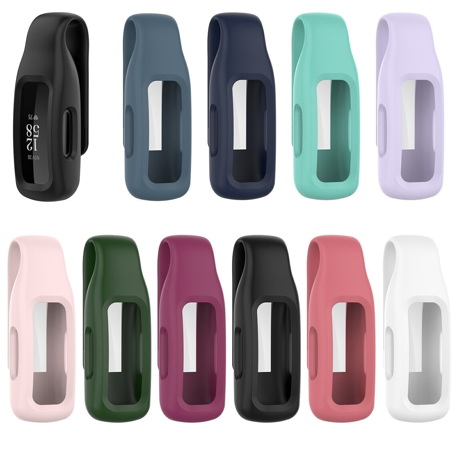 For Fitbit inspire2 Silicone Clip Clasp Holder Waterproof Protective Cover Case