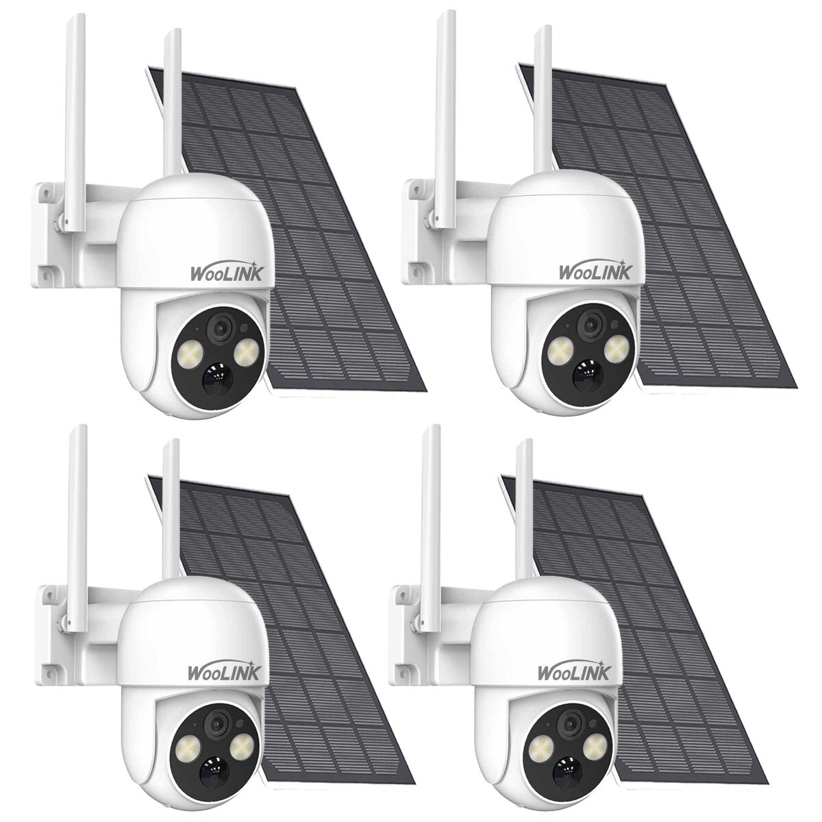 4MP Wireless Solar Battery Camera 4PCS Pan/Tilt WiFi Security Camera System
