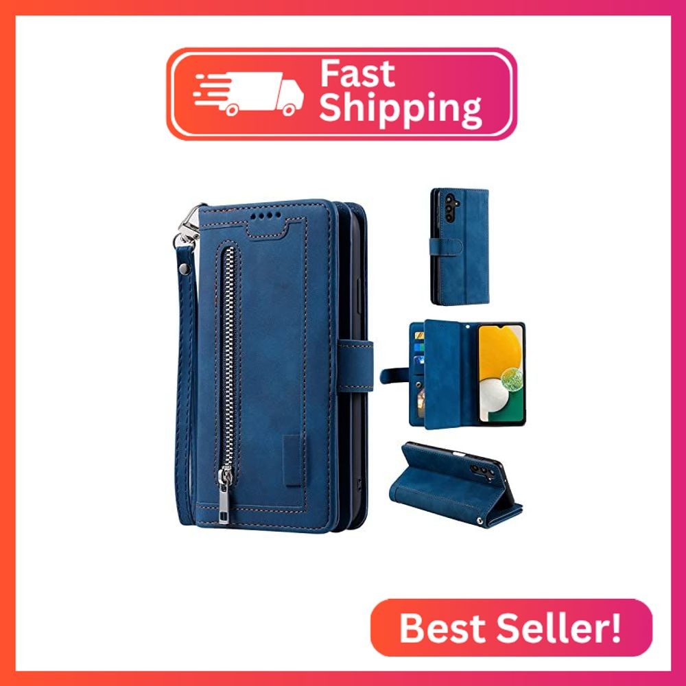 UEEBAI Wallet Case for Samsung Galaxy S23 FE 5G, Retro 9 Card Holder Slots Zippe