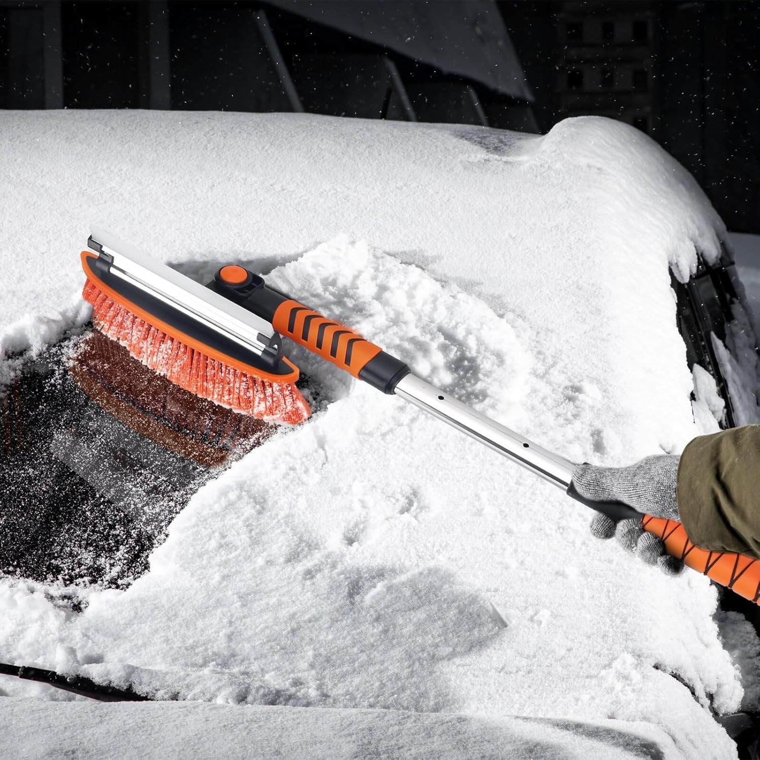 Snow Brush and Ice Scraper 3 in 1 Sturdy Snow Brush with Squeegee Windshield...