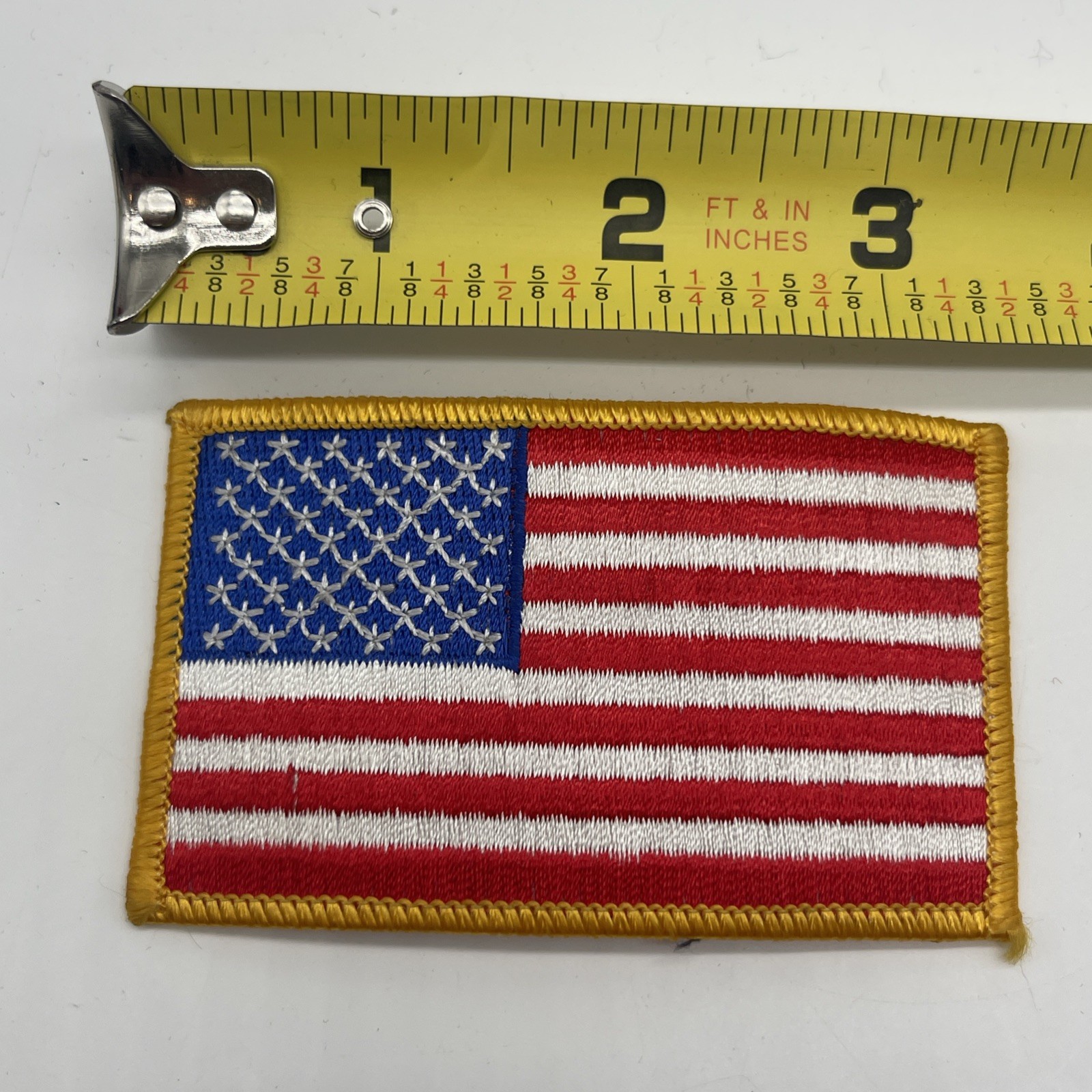 U.S. Military Army American Flag Shoulder Patch Yellow Boarder Iron/Sew On 3.5”