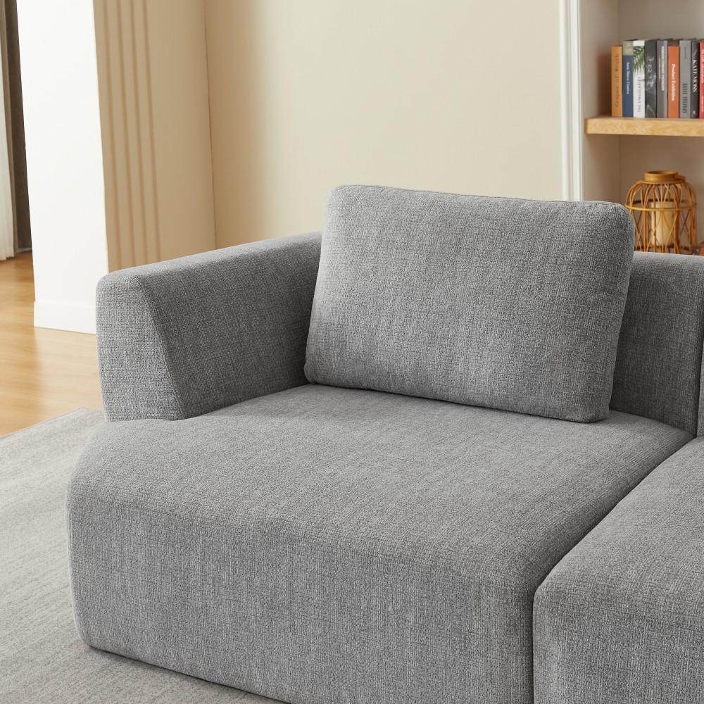Oversized 3-Seater Chenille Sofa, Floor Couch, No Assembly, Space Saving