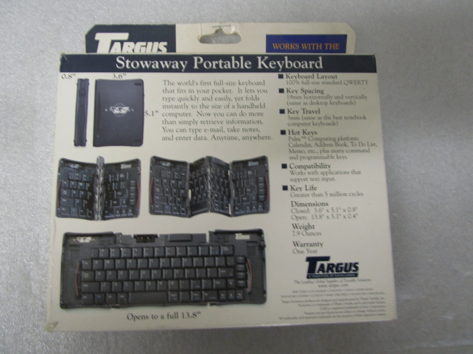 TARGUS STOWAWAY Portable Keyboard for Sony Clie - Model 830U - New in Box