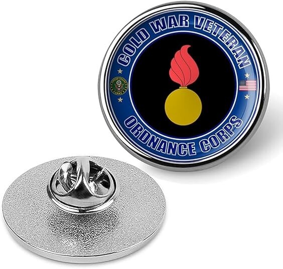 Cold War Veteran Ordnance Corps Tie Suit Shirt Military Lapel Pin - Silver