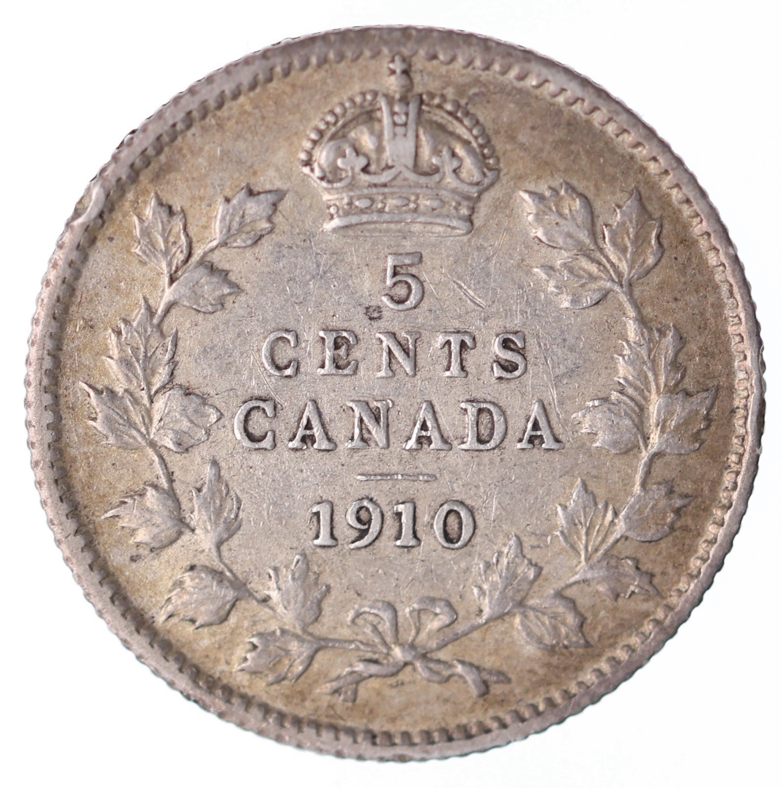 1910 Canada 5 Cents Pointed Leaf - EF - Lot#13678