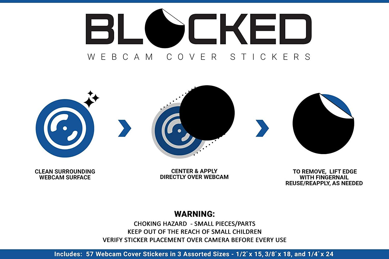 Original Vinyl Webcam Cover Stickers | 57 Tabbed Restickable & Stackable Privacy