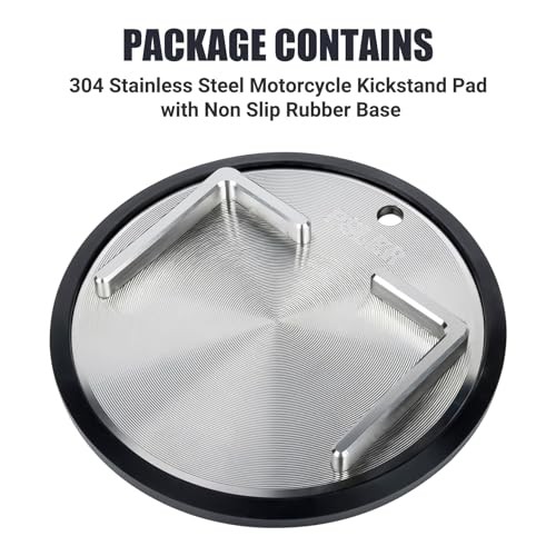 Upgraded 304 Stainless Steel Motorcycle Kickstand Pad with Non-Slip Rubber