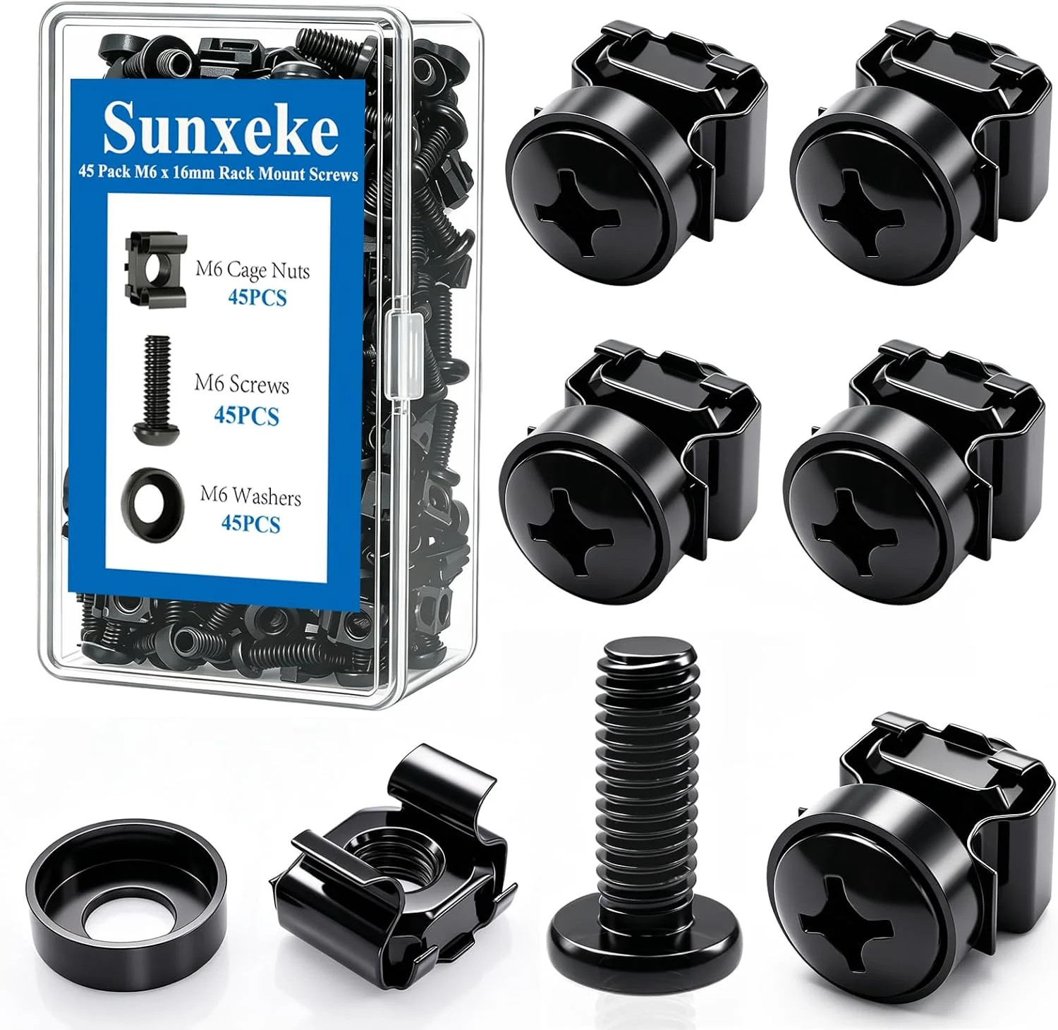45 Pack M6 x 16mm Rack Mount Screws,Cage Nuts for Rack Mount Server Shelves,Rout