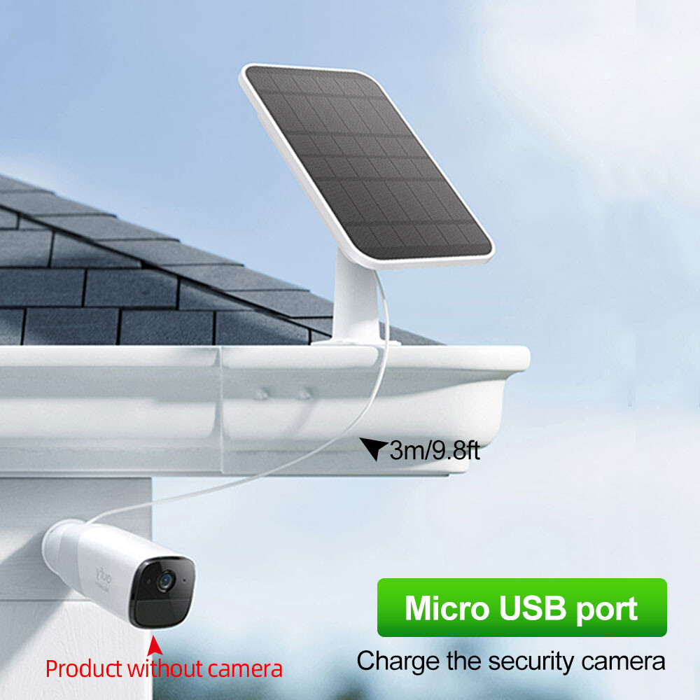4W Solar Panel for Eufy Eufycam Cam E/2C/E/2 Pro Wall Mount W/ 9.8ft Power Cable