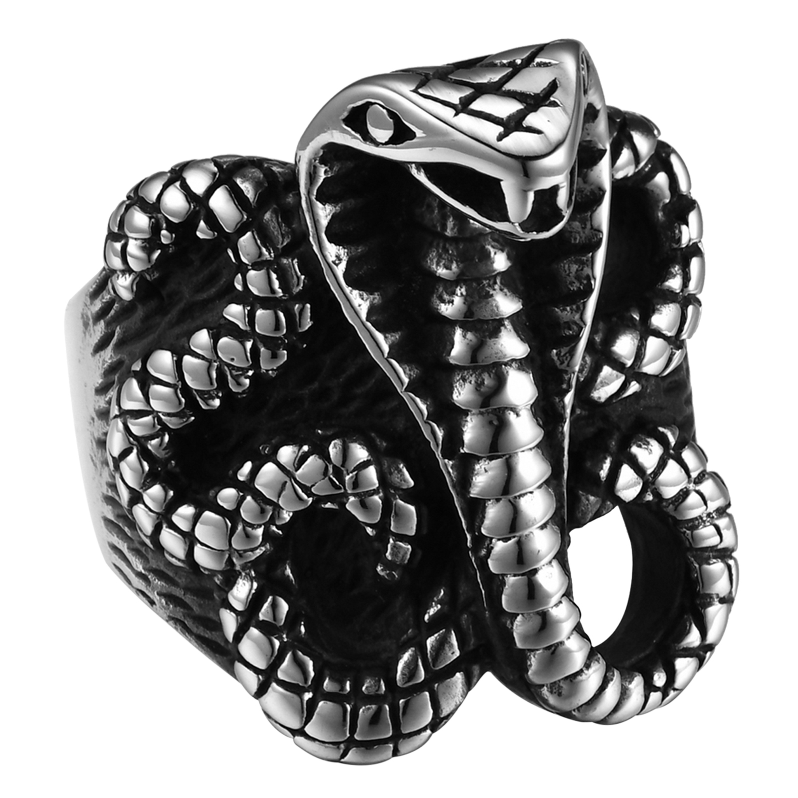 Vintage Punk Rock Stainless Steel Cobra Snake Band Ring Size 8-13 Men's Jewelry