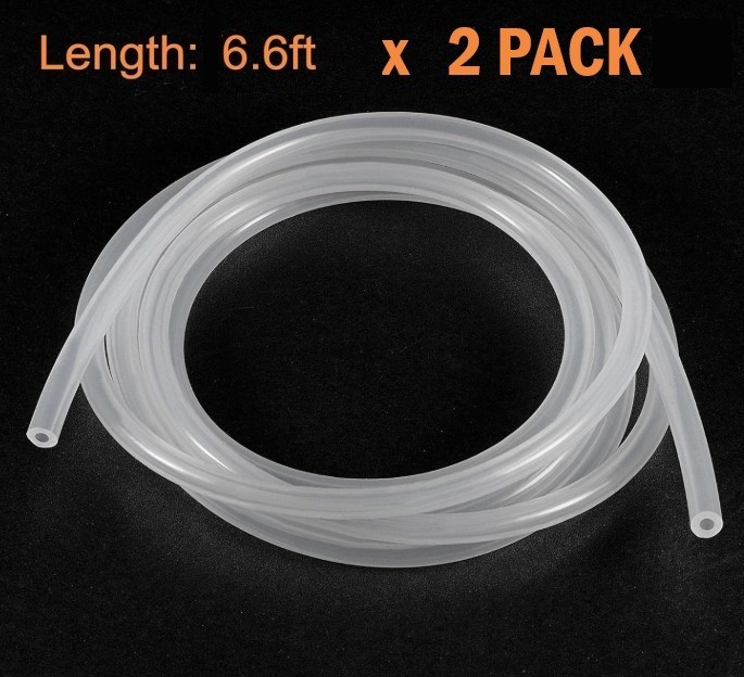 NEW 2 PACK! Clear 6.6 ft Flexible Silicone 1/4" Tube, Water Hose Pump Transfer