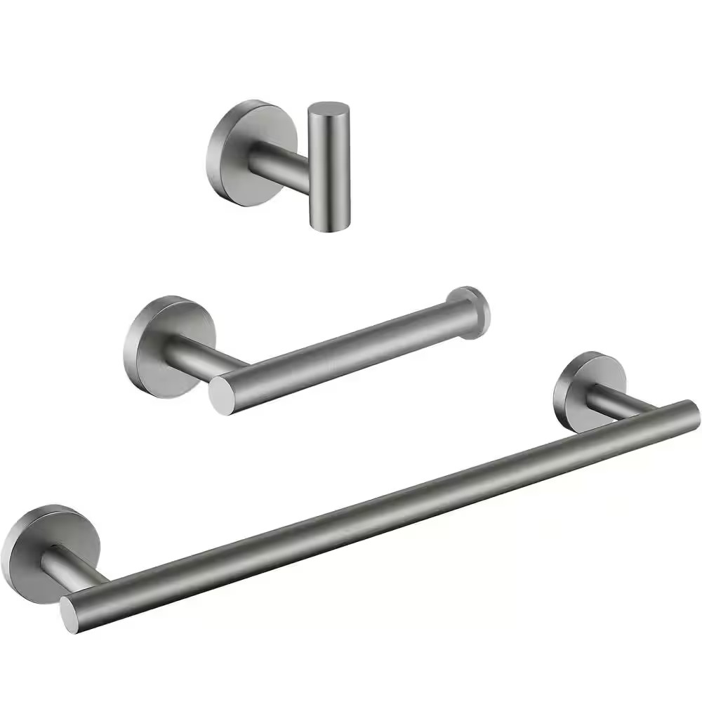 Stainless Steel 3 -Piece Bath Hardware Set with Hand Towel Holder Toilet Paper H