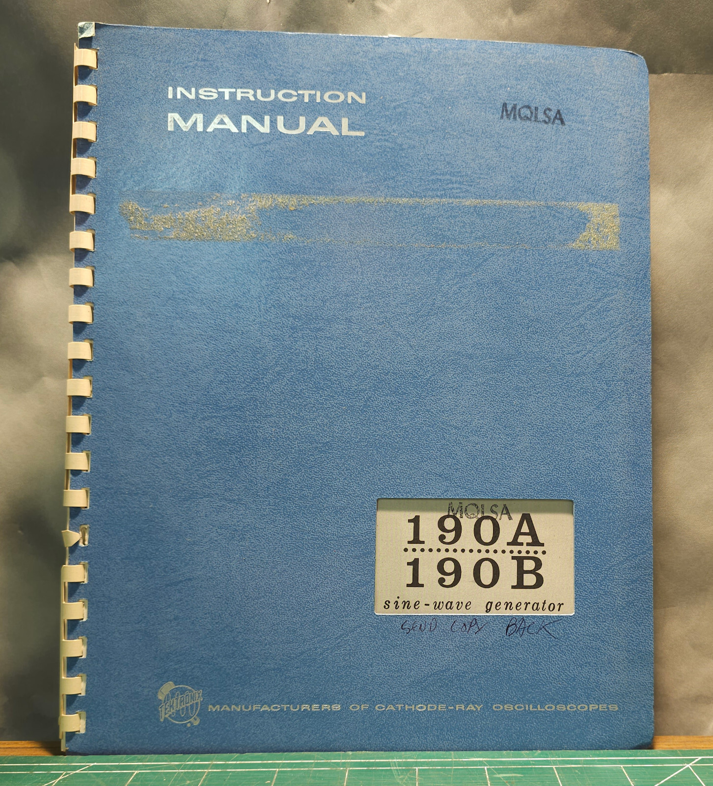 1963 Tektronix Sine Wave Generator 190A 190B Instruction Manual