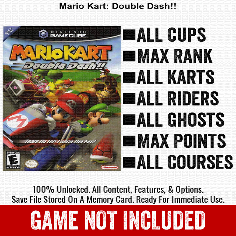 Mario Kart Double Dash 100% Nintendo GameCube Memory Card Save CHEATS