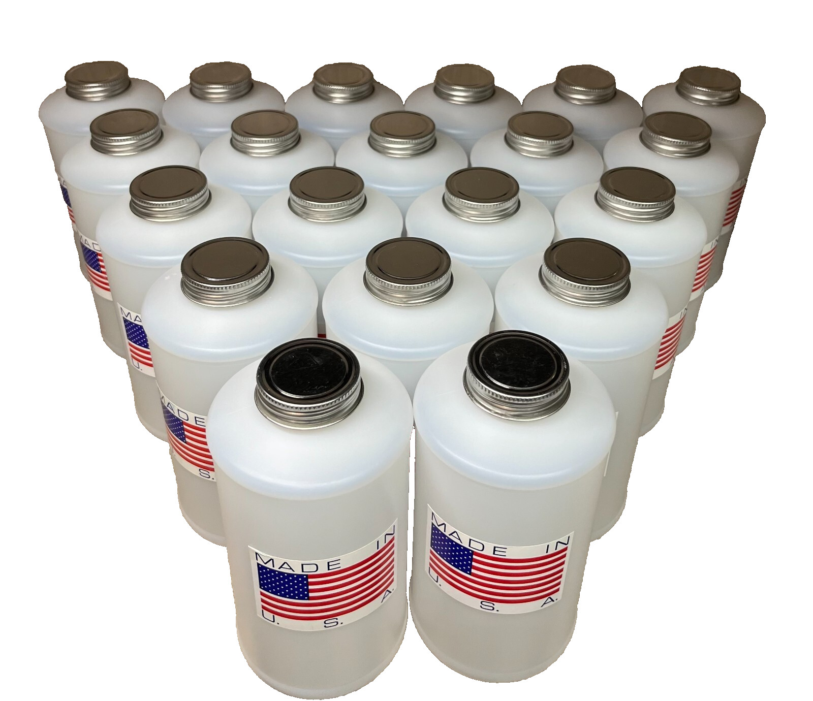 20 Empty White Quart Bottles & Lids. Fits Pro Undercoating & Standard Guns "USA"