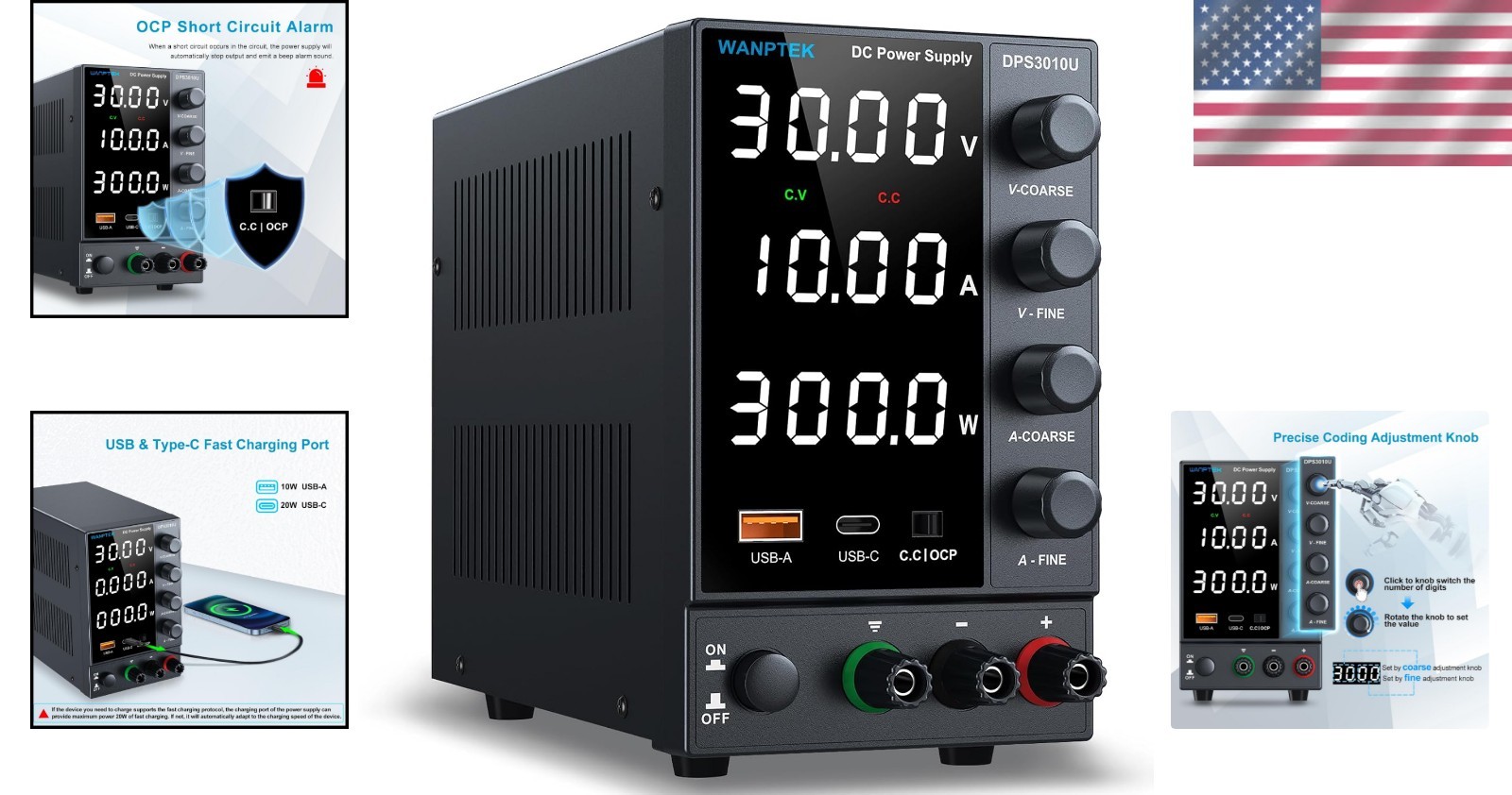 High-Performance DC Power Supply for Electronics with Cooling Fan & Quick Charge