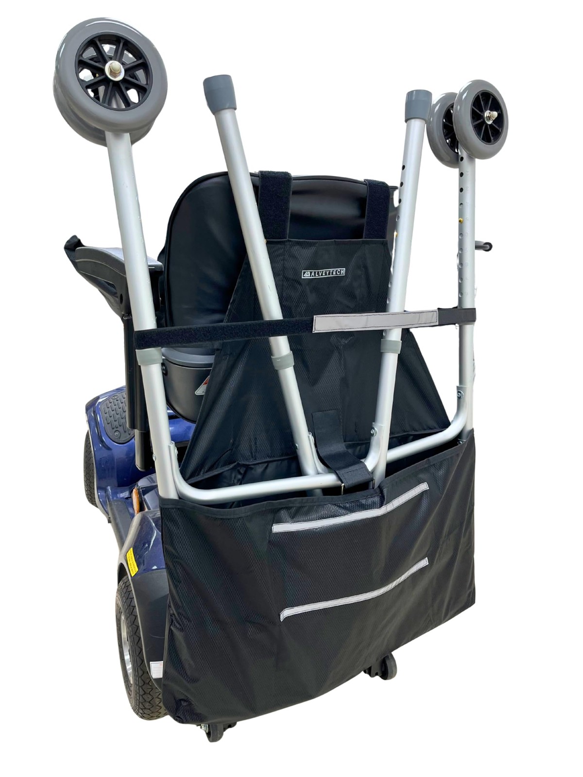 AlveyTech Universal Walker Holder for Mobility Scooters - Fits Deluxe, Black