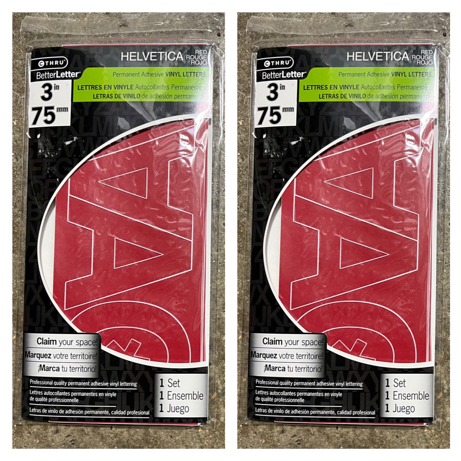 2x C-THRU BRAND - Red Vinyl Letters - 3” (75mm) - New