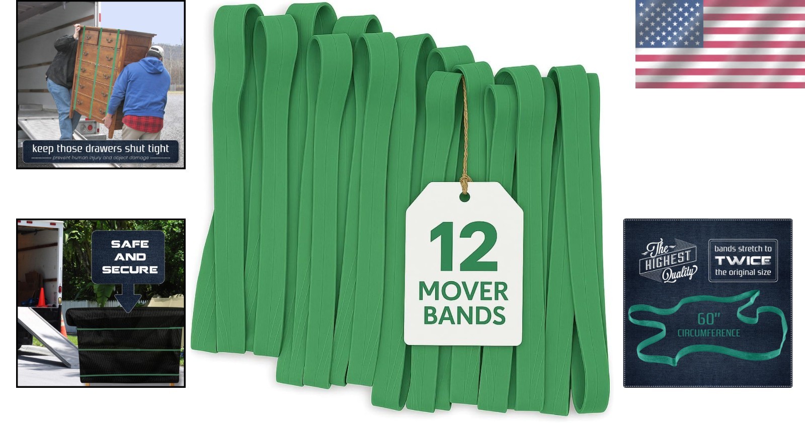 Extra Large 12-Pack of 30" Rubber Bands for Secure Pallet & Blanket Holding