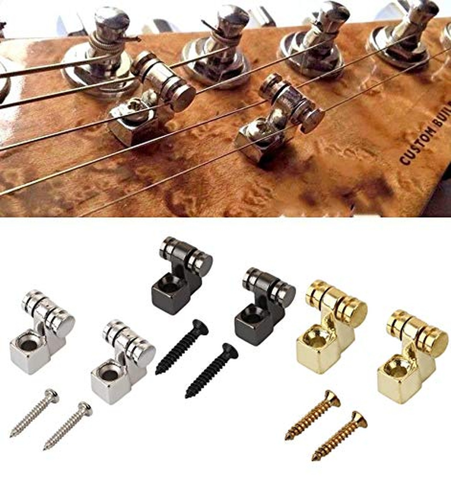 1 Pair Black Electric Guitar Roller String Tree Retainer,Bass String Guides w...