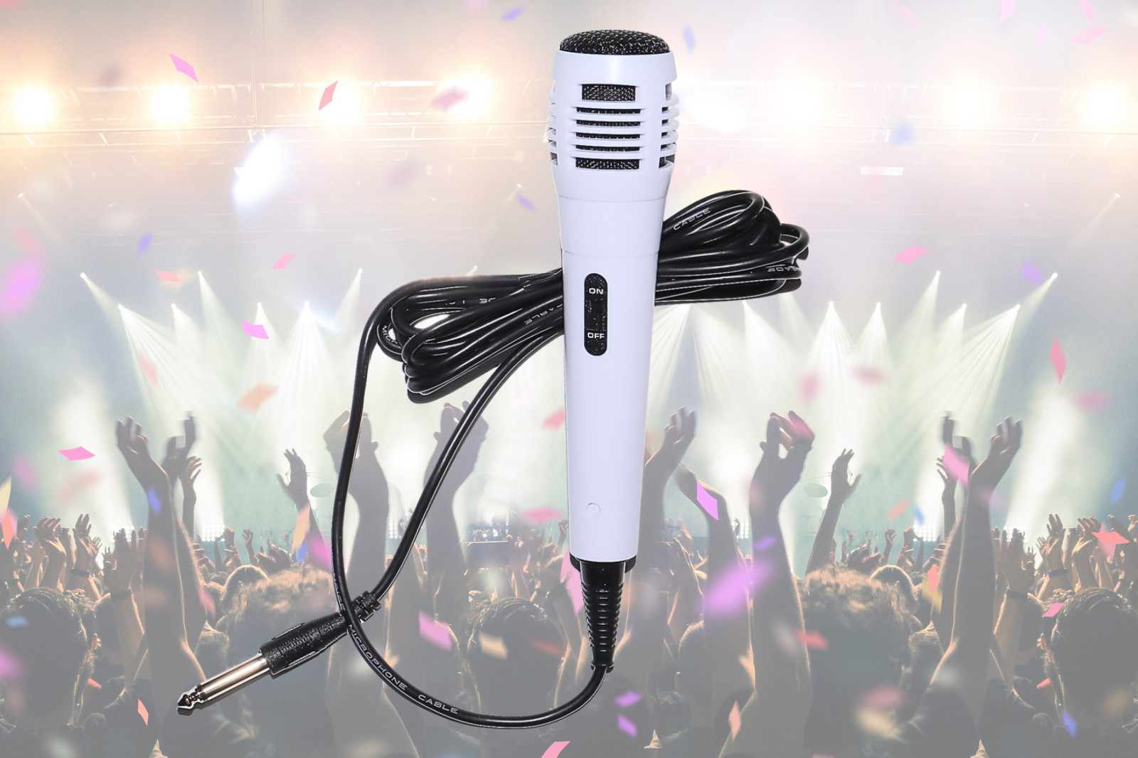 Karaoke Machine 3.5 mm (1/8 in) TRS Microphone (White) Low Noise Cabel 9 Feet