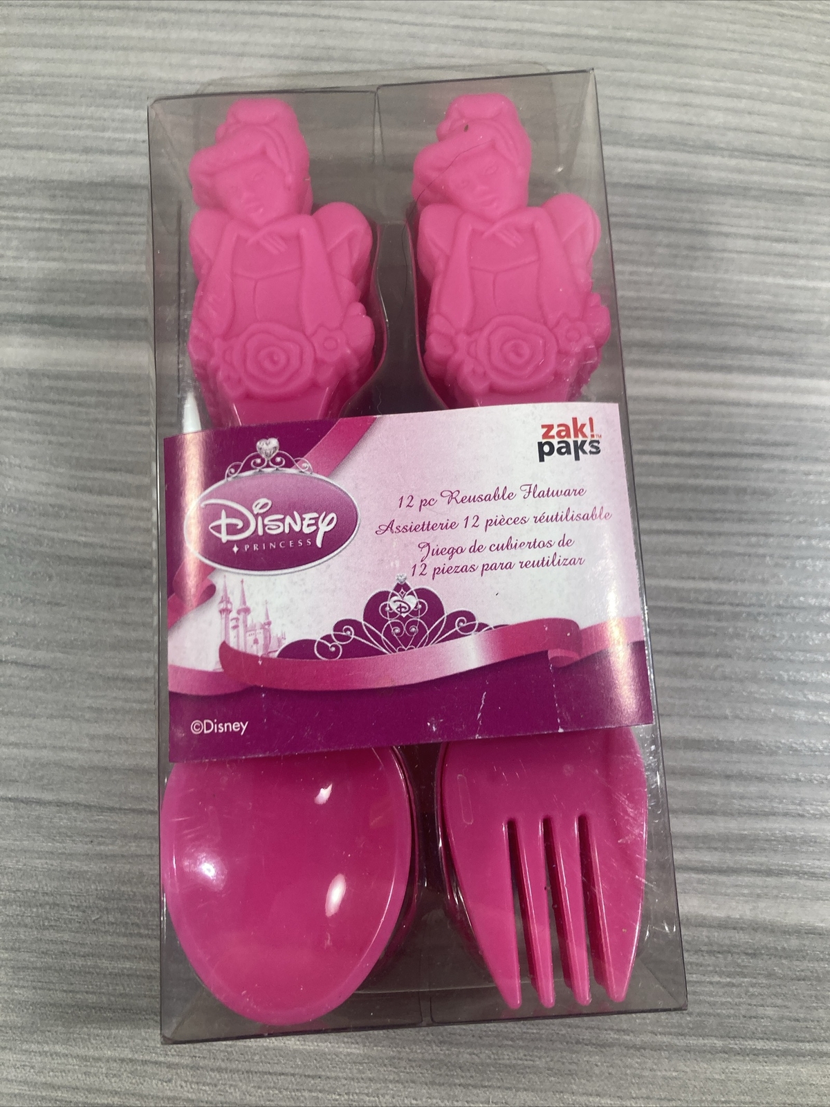 Disney Princess 12 pc. Reusable Flatware Party Toddler Camping NIB Pink New!